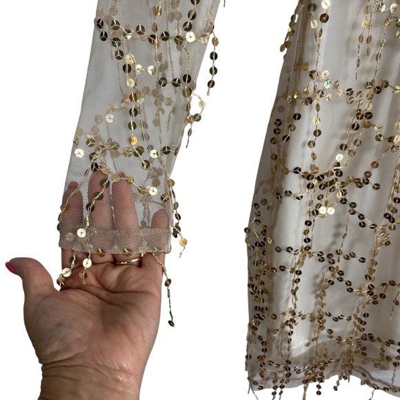 NWT Pretty Little Thing Rose Gold Cream Sequin Mini Dress US 4 HOCO Prom Party - Picture 6 of 12